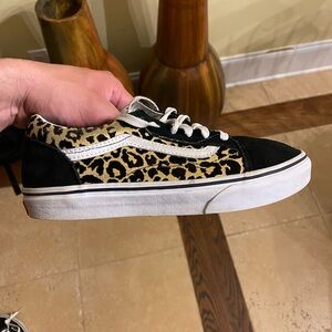 Vans Off The Wall Cheetah Print Sneakers Old Skool Skateboard Junior Sz 4.5 Used